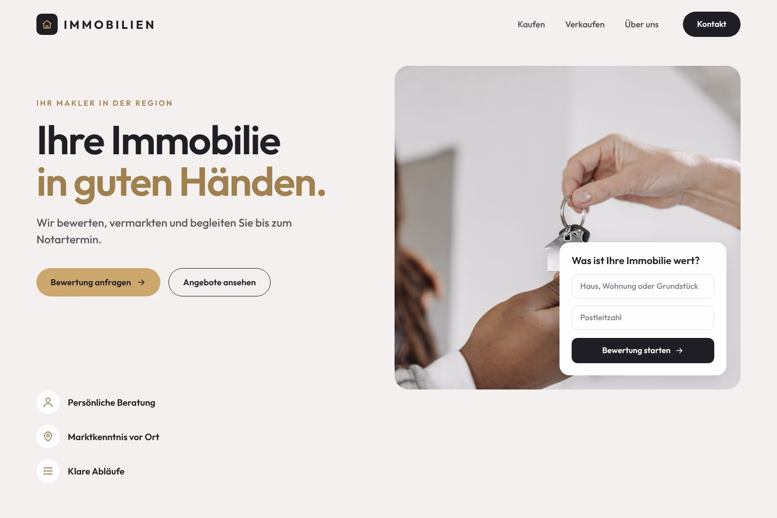 Beispieldesign: Website für Immobilienmakler