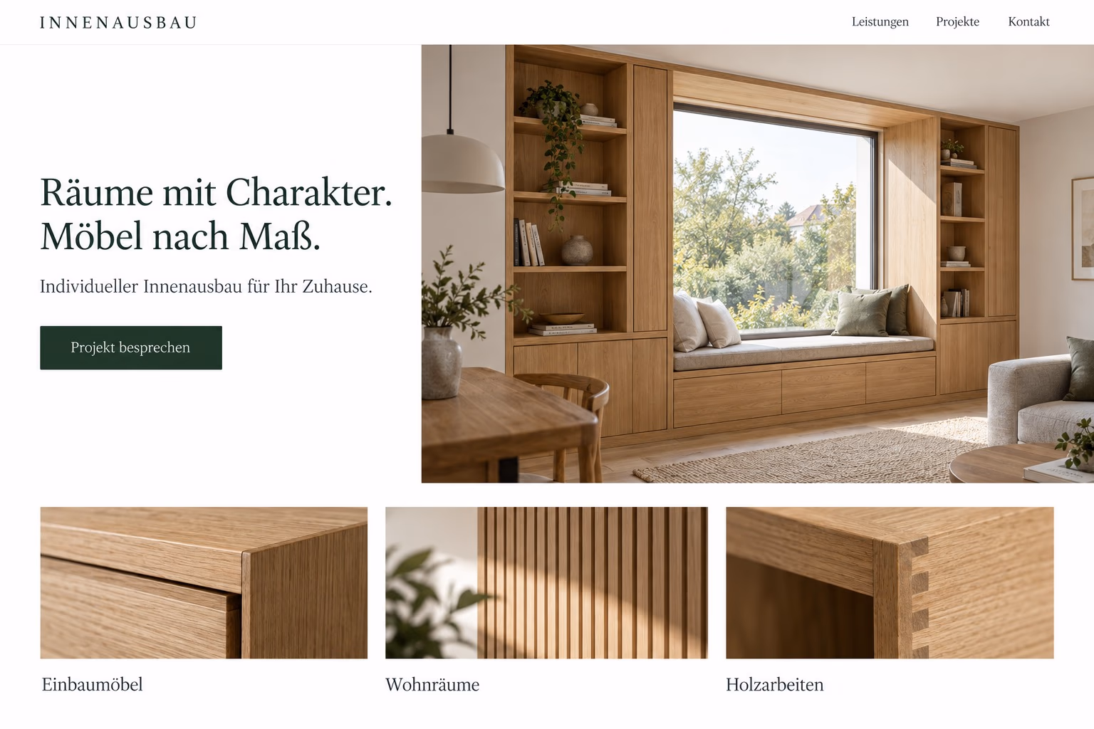 Beispieldesign: Website für Tischlerei & Maßmöbel
