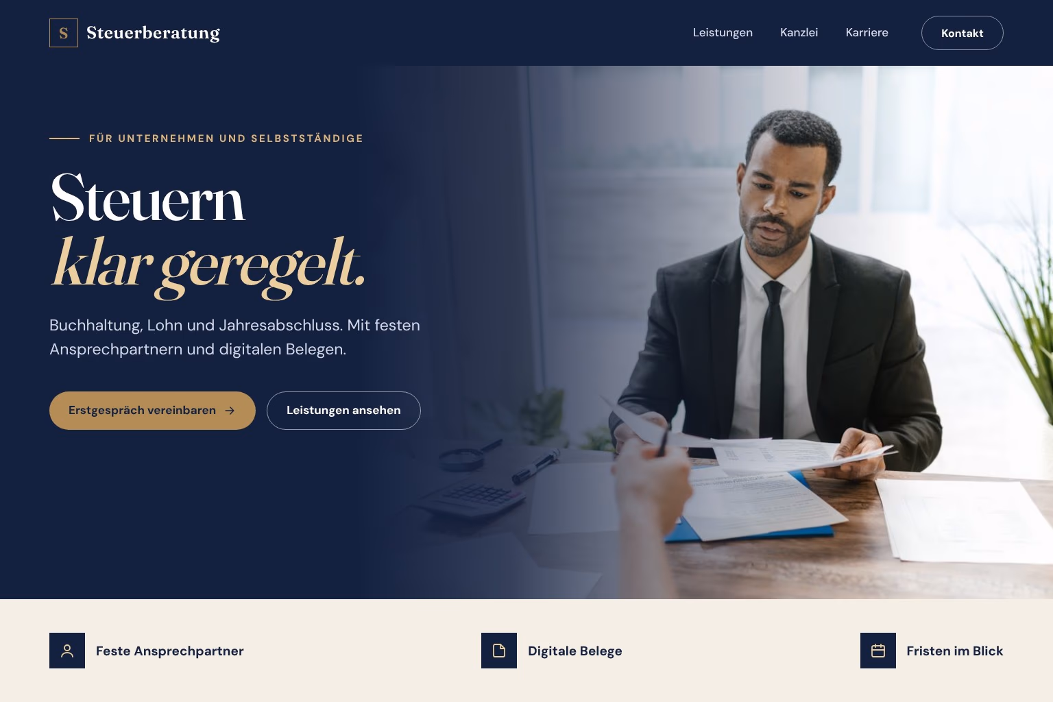 Beispieldesign: Website für Steuerberatung